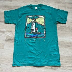 single stitch Huron lighthouse tee